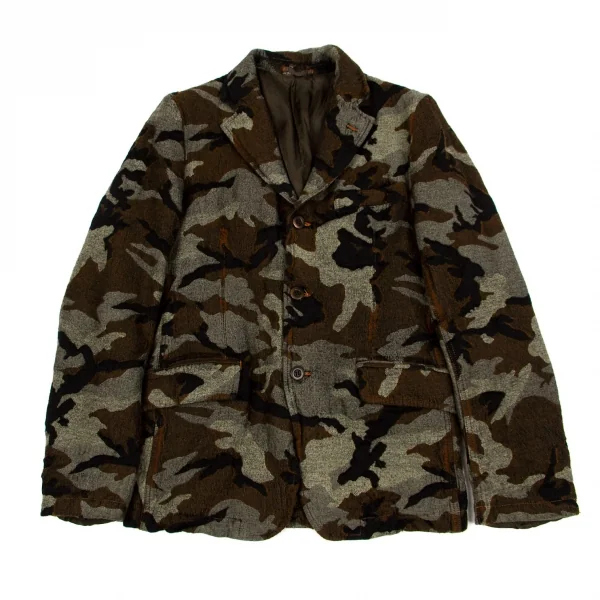 【SALE】コムデギャルソン オムCOMME des GARCONS HOMME 縮絨カモフラテーラードジャケット 茶黒ベージュ他S K-60354_001