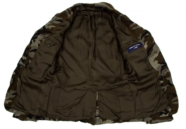 【SALE】コムデギャルソン オムCOMME des GARCONS HOMME 縮絨カモフラテーラードジャケット 茶黒ベージュ他S K-60354_011