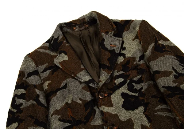 【SALE】コムデギャルソン オムCOMME des GARCONS HOMME 縮絨カモフラテーラードジャケット 茶黒ベージュ他S K-60354_002