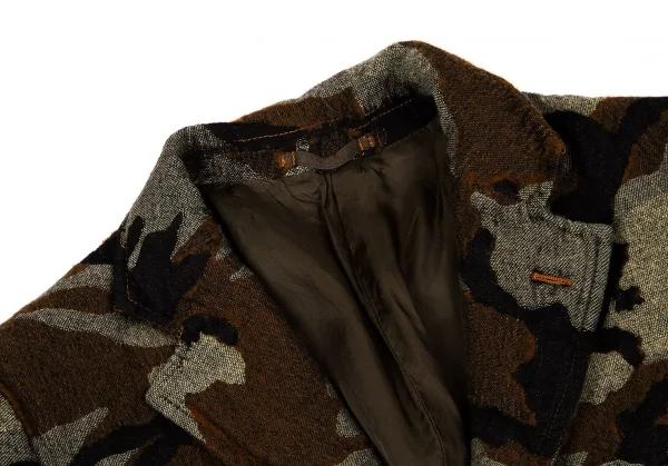 【SALE】コムデギャルソン オムCOMME des GARCONS HOMME 縮絨カモフラテーラードジャケット 茶黒ベージュ他S K-60354_003