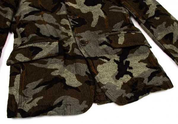 【SALE】コムデギャルソン オムCOMME des GARCONS HOMME 縮絨カモフラテーラードジャケット 茶黒ベージュ他S K-60354_009