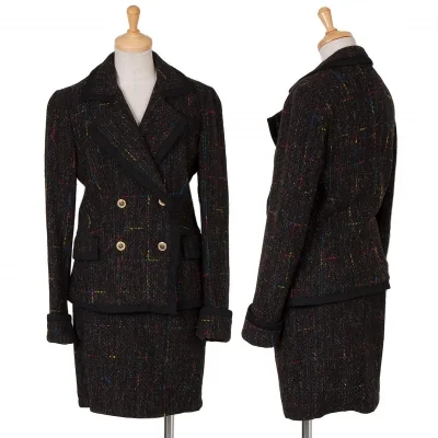 ヴェルサーチ ジーンズ クチュールVERSACE JEANS COUTURE ツイードトリミングセットアップスーツ 黒マルチ