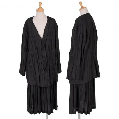 イッセイミヤケISSEY MIYAKEプリーツビッグシルエットセットアップスーツ 黒