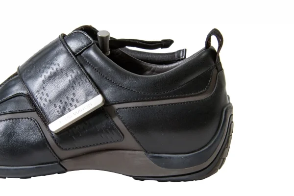 【SALE】ルイヴィトンLouis Vuitton レザーベルクロスニーカー 黒茶7（26位） K-60715_012