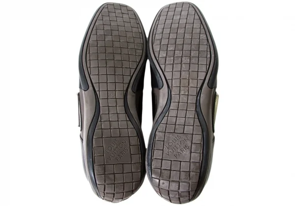 【SALE】ルイヴィトンLouis Vuitton レザーベルクロスニーカー 黒茶7（26位） K-60715_016