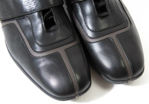 【SALE】ルイヴィトンLouis Vuitton レザーベルクロスニーカー 黒茶7（26位） K-60715_005