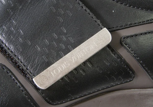 【SALE】ルイヴィトンLouis Vuitton レザーベルクロスニーカー 黒茶7（26位） K-60715_008