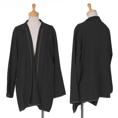 新品!【SALE】新品！ワイズY's ウールギャバパイピングボタンレスジャケット 黒