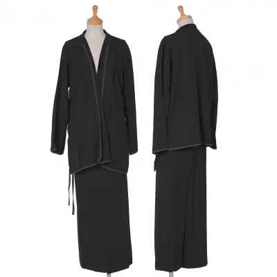 新品!ワイズY's ウールギャバパイピングセットアップスーツ 黒