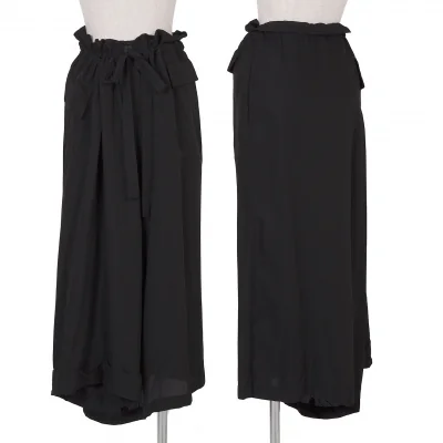 ワイズY's キュプラシルクアシンメトリーワイドパンツ 黒