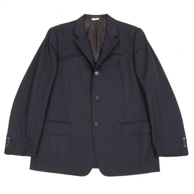 コムデギャルソン オムドゥCOMME des GARCONS HOMME DEUX ピンストライプ3Bテーラードジャケット 紺グレー黒白