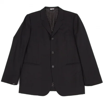 コムデギャルソン オムドゥCOMME des GARCONS HOMME DEUX ドビー織り3Bテーラードジャケット 黒白