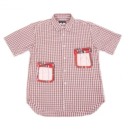 【SALE】コムデギャルソン オムプリュスCOMME des GARCONS HOMME PLUS パッチポケットギンガムチェックシャツ 茶オフ赤他
