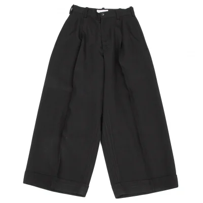 ヨウジヤマモト ファムYohji Yamamoto FEMME レーヨン裾ダブルパンツ 黒