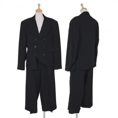ヨウジヤマモト ファムYohji Yamamoto FEMME レーヨンダブルボタンアシンメトリセットアップスーツ 黒