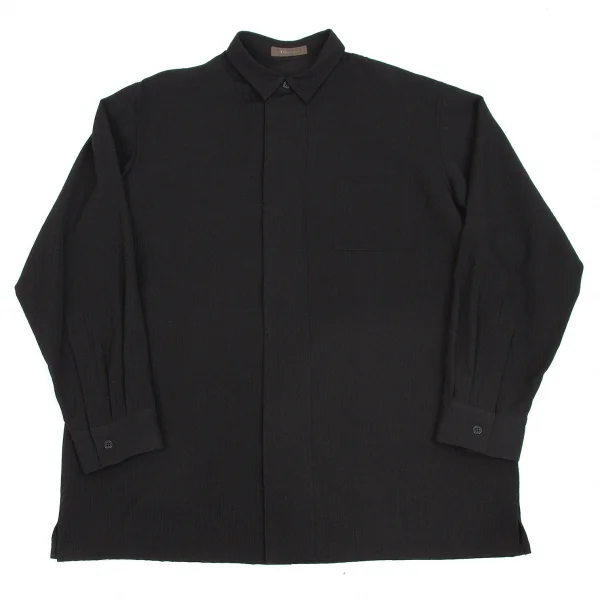 Y's for men Wool gabardine Long Sleeve Shirt Black M-L K-60985_001