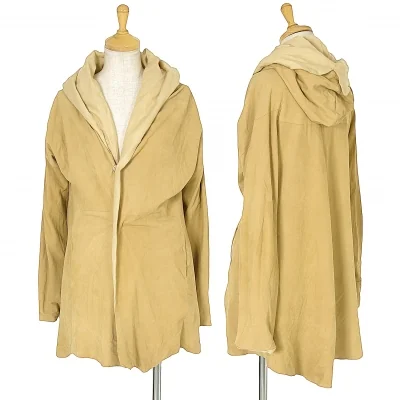 【SALE】ヨウジヤマモト ファムYohji Yamamoto FEMME シープスウェードフーデッドジャケット キャメルベージュ