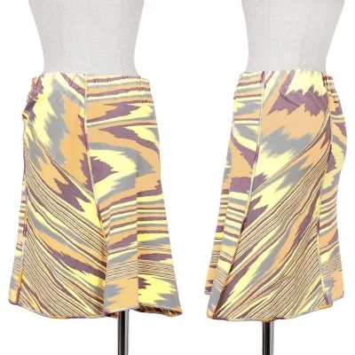 ミッソーニMISSONI シーム切替プリントスカート 淡黄淡紫他