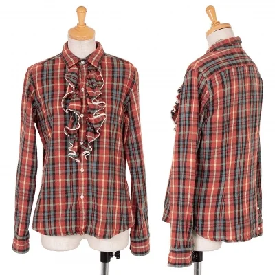 ラルフローレンRALPH LAUREN フリルチェックネルシャツ