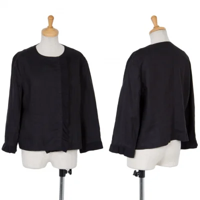 【SALE】ソニアリキエルSONIA RYKIEL リブニットノーカラーリネンジャケット 黒