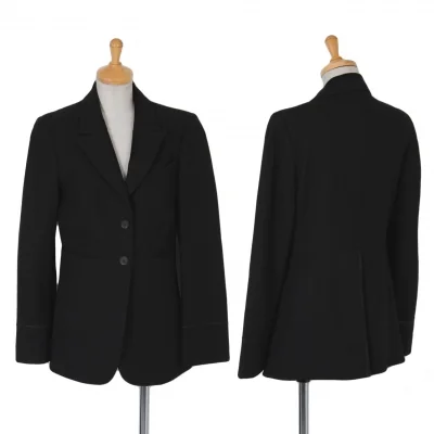 グッチGUCCI ウールピークドラペルジャケット 黒