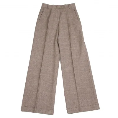 ジャンポールゴルチエ クラシックJean Paul GAULTIER CLASSIQUE コーティングウール裾ダブルパンツ 杢茶