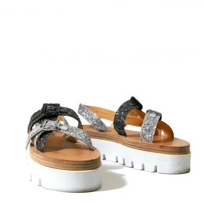 【SALE】エムエム 6 メゾン マルジェラMM6 MAISON MARGIELA グリッターストラップ厚底サンダル