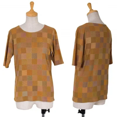 【SALE】ヨーガンレールJURGEN LEHL ブロックチェックTシャツ レンガ茶系