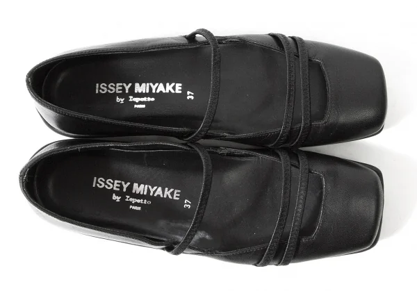 segamisaki★レペット37 ISSEY MIYAKE repetto Leather Ballerina Shoes Black 37 (K-61406)