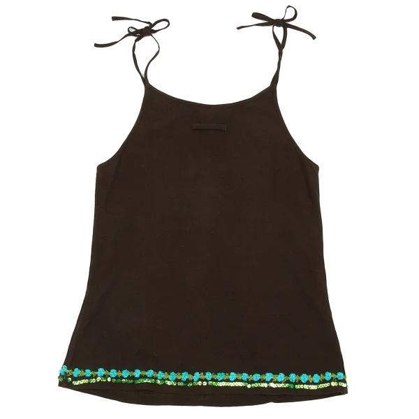 【SALE】ジャンポールゴルチエファムJean Paul GAULTIER FEMME スパンコールブレード装飾キャミソール こげ茶緑青40 K-61516_010