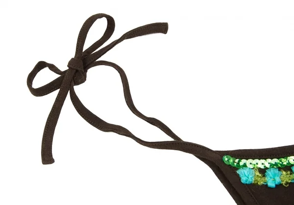 【SALE】ジャンポールゴルチエファムJean Paul GAULTIER FEMME スパンコールブレード装飾キャミソール こげ茶緑青40 K-61516_004