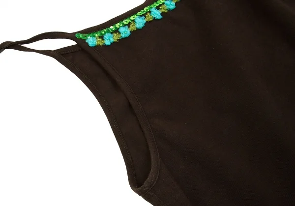 【SALE】ジャンポールゴルチエファムJean Paul GAULTIER FEMME スパンコールブレード装飾キャミソール こげ茶緑青40 K-61516_006
