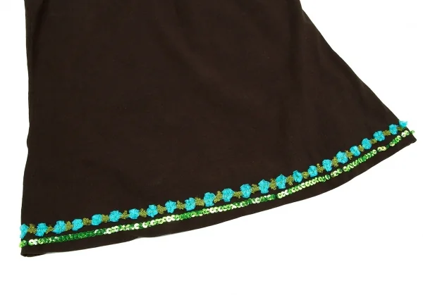 【SALE】ジャンポールゴルチエファムJean Paul GAULTIER FEMME スパンコールブレード装飾キャミソール こげ茶緑青40 K-61516_007