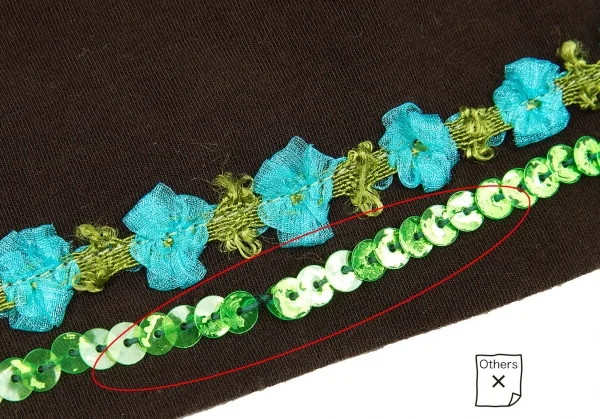 【SALE】ジャンポールゴルチエファムJean Paul GAULTIER FEMME スパンコールブレード装飾キャミソール こげ茶緑青40 K-61516_008