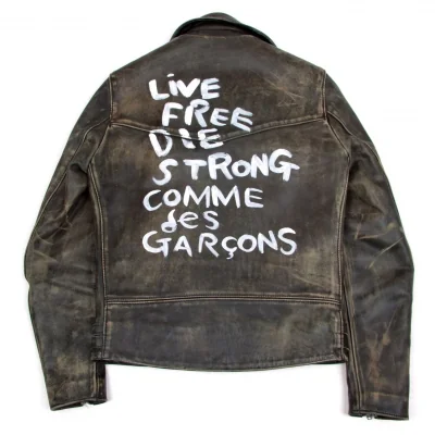COMME des GARCONS Lewis Leathers Leather Jacket Black 36 (K