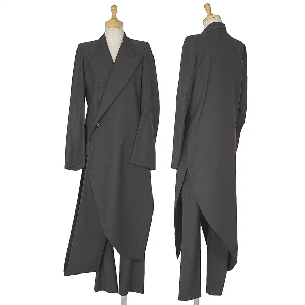 【SALE】ヨウジヤマモト ファムYohji Yamamoto FEMME ウールポリテーパードパンツ チャコール1 K-61726_008