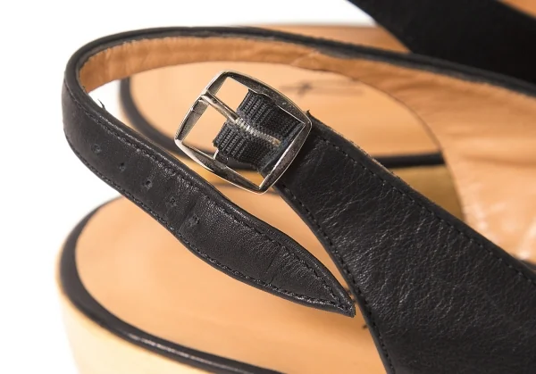 ヨウジヤマモト ファムYohji Yamamoto FEMME ウッドソールレザーサンダル 黒40（25位） K-61744_011