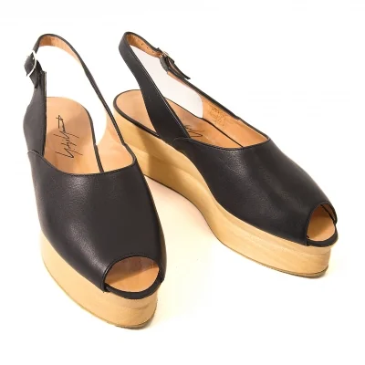 ヨウジヤマモト ファムYohji Yamamoto FEMME ウッドソールレザーサンダル