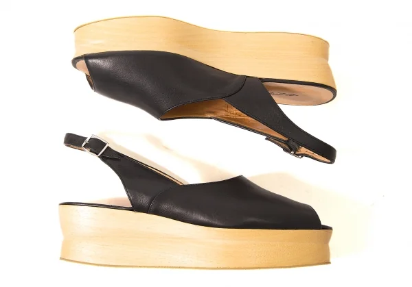 ヨウジヤマモト ファムYohji Yamamoto FEMME ウッドソールレザーサンダル 黒40（25位） K-61744_002