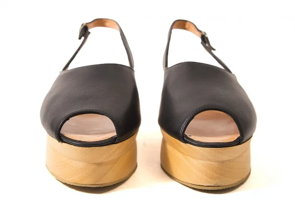 ヨウジヤマモト ファムYohji Yamamoto FEMME ウッドソールレザーサンダル 黒40（25位） K-61744_003