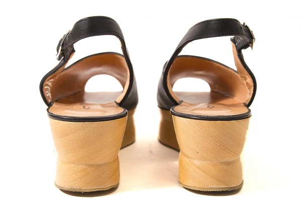 ヨウジヤマモト ファムYohji Yamamoto FEMME ウッドソールレザーサンダル 黒40（25位） K-61744_005