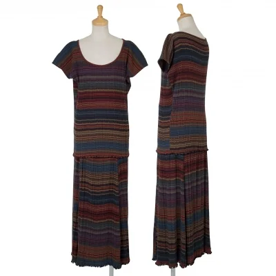 【SALE】ヨーガンレールJURGEN LEHL プリーツリブグラデーションセットアップ エンジ紫マルチ