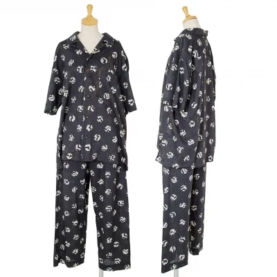 イッセイミヤケペルマネンテISSEY MIYAKE PERMANENTE 小紋柄オープンカラーセットアップ 紺オフ茶