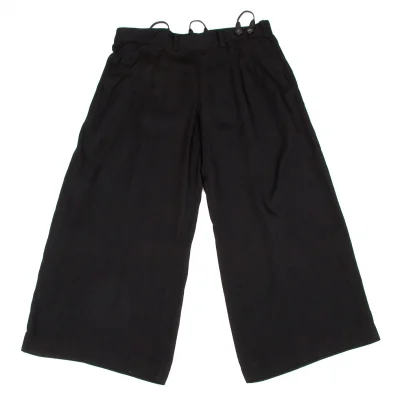ワイズY's サスペンダーループレーヨンワイドパンツ 黒