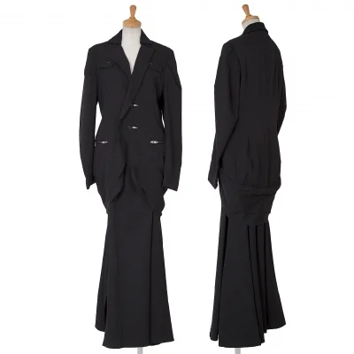 新品!ヨウジヤマモト ノアールYohji Yamamoto NOIR ウールギャバジップボタンホールレイヤードセットアップ