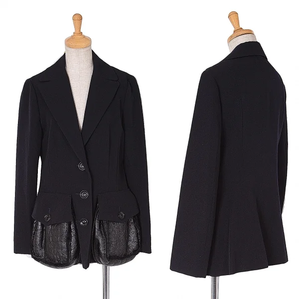 Yohji Yamamoto FEMME Mouton Pocket Jacket Navy 1 K-62354_001