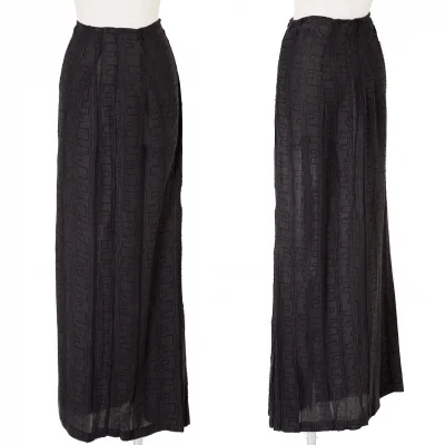 【SALE】ヨウジヤマモト ファムYohji Yamamoto FEMME リネンレーヨン幾何学模様スリットスカート