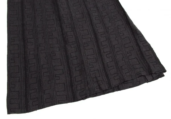 【SALE】ヨウジヤマモト ファムYohji Yamamoto FEMME リネンレーヨン幾何学模様スリットスカート グレー黒SS K-62385_005