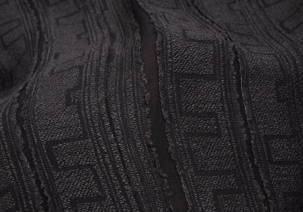 【SALE】ヨウジヤマモト ファムYohji Yamamoto FEMME リネンレーヨン幾何学模様スリットスカート グレー黒SS K-62385_008