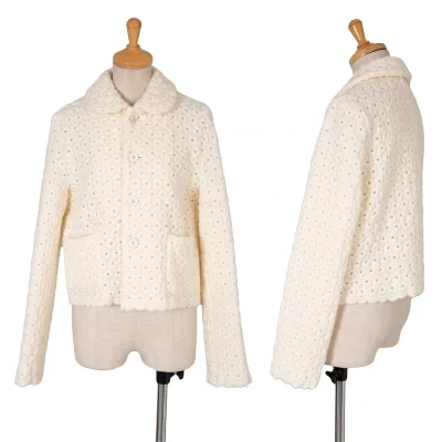 コムコム コムデギャルソンCOMME des GARCONS COMME des GARCONS 刺繍デザインラウンドカラーショートジャケット 生成り